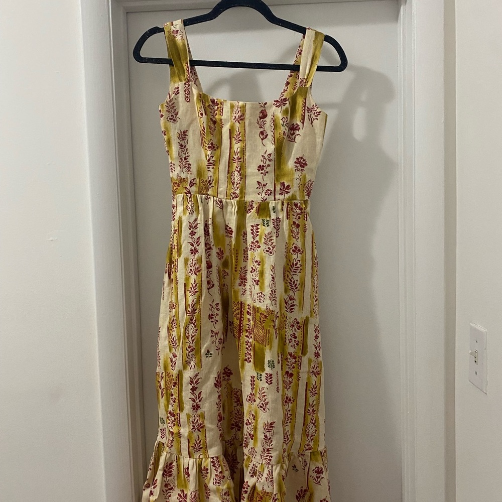 Reformation Bucatini Cream and Red Floral Maxi Dress